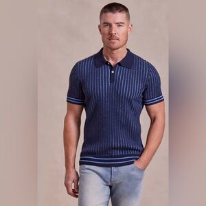 Rye 51 The Tristan Cashmere Cable Knit Polo Size M